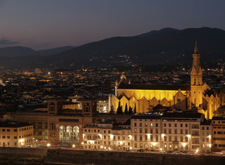 Fototapeta na wymiar Basilica of Santa Croce at night, Florence