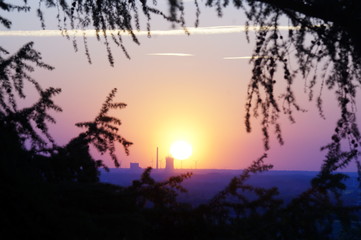 Fototapeta premium Sunset over Power plant