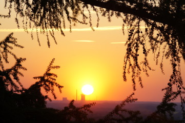 Sunset over an Power plant