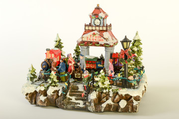 Old toy train station model