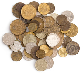 Old USSR coins on a white background