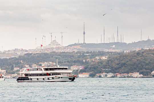 Passenger ship in the Golden Horn in Istanbul, Turkey