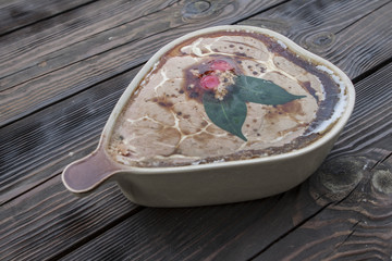 original belgian pate on a wooden background