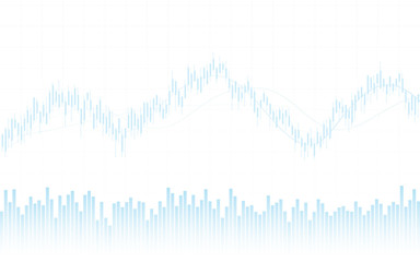 Abstract financial chart with trend line graph and bar chart in stock market on white color background