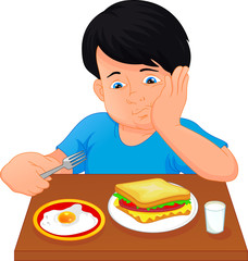 little boy boring to eat