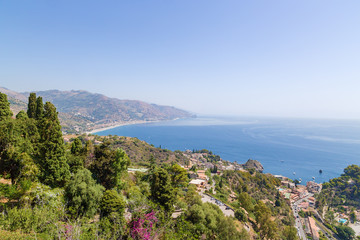 Fototapeta na wymiar Taormina, Sicily. View of coast of the Ionian Sea