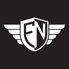 Initial two letter logo shield with wing