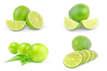 Collage of limes on a background