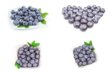 Collage of blueberry isolated on a white background cutout