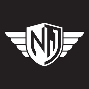 Initial two letter logo shield with wing