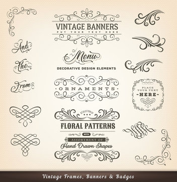 Vintage Calligraphic Design Banners
