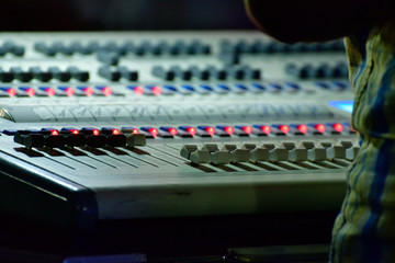 Close-up Of Professional Digital Sound Mixer