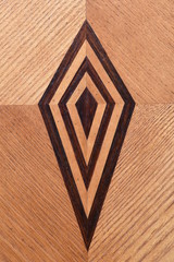 Wooden wardrobe door with intarsia ornament