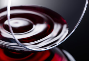 Glass of red wine, macro shot .