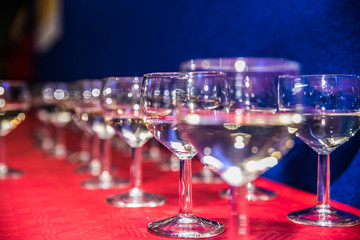 Wine glass on the table for party.