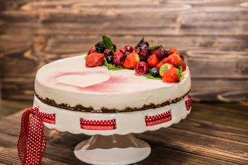 Delicious sweet baked cake with fruit.