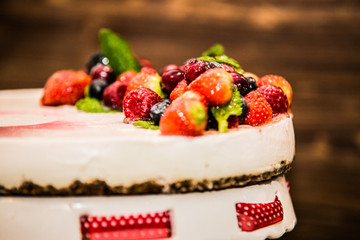 Delicious sweet baked cake with fruit.