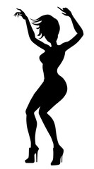 Fototapeta premium Young woman dancing on high heels vector eps 10