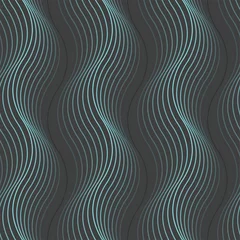 Keuken foto achterwand 3D Vector donker naadloos patroon met lichtblauwe golven.