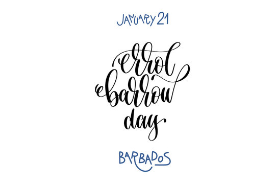 january 21 - Errol Barrow day - barbados, hand lettering