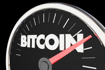 Bitcoin Cryptocurrency Speedometer Rising 3d Illustration
