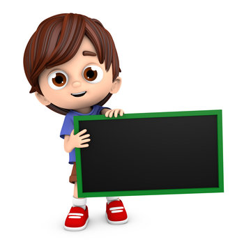 Ni&ntilde;o con una pizarra o cartel