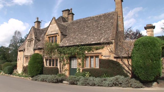 Low angle, scenic manor in Cotswolds