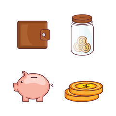 save money set collection icons