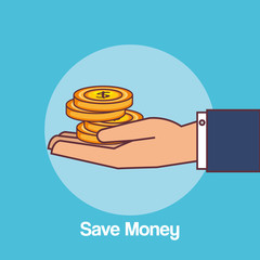 hand with coins money