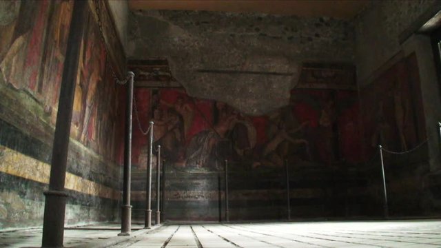 Low angle, ancient paintings in Pompeii