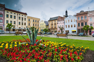 The town square in the center of the Czech city of Broumov