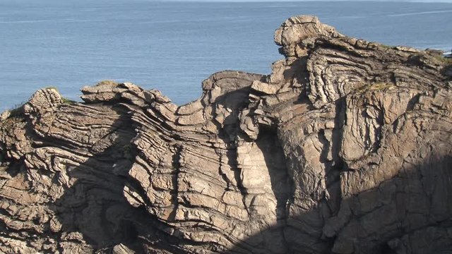 Norwegen, Norge, Honningsv&aring;g, Nordkapp, Mager&oslash;ya, Skarsv&aring;g, Kirkeporten, Kirchenpforte, Horn, Nordkapphorn, Mefjord, Vestfjord, Ford, Klippe, Loch, Naturjuwel