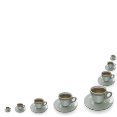 cups placed corner on a white background