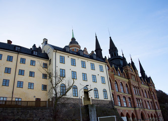 Old houses in Stockholm at the lake Malaren