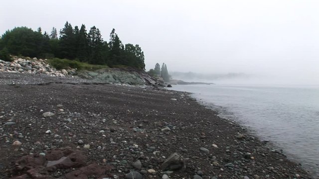 Foggy beach in Nova Scotia, Canada