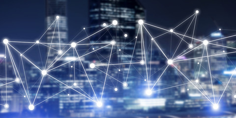 Modern wireless technologies as means of communucation and networking on dark background