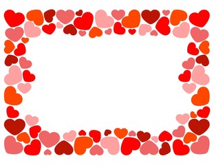 hearts forming a frame for Valentine's Day