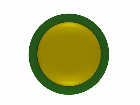 runder Button in gelb-grün auf weiß isoliert.