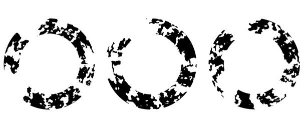 Set of 3 grunge textured abstract round frame. Vector grunge design elements logo . Vector abstract shapes. Retro round frame, frame. Vector eps 10.