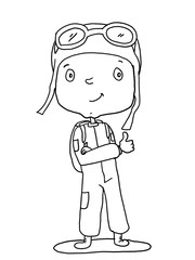 cute  pilot coloring illustration cartoon drawing and white background © Serkan