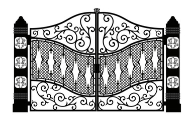 Vector beautiful wrought iron gate illustration