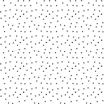 Vector illustration of seamless black dot pattern with different grunge effect rounded spots isolated on white background