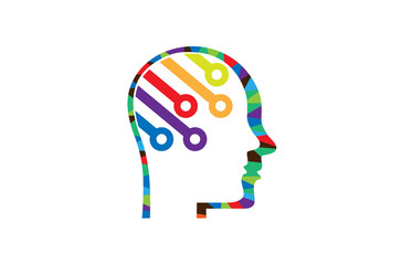 Creative Colorful Human Head Abstract Technology Logo Design Illustration
