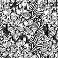adult coloring monochrome flowers drawing vector illustration design