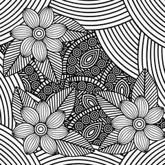 adult coloring monochrome flowers drawing vector illustration design