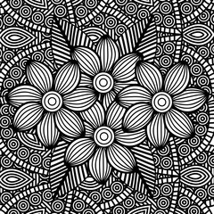 adult coloring monochrome flowers drawing vector illustration design