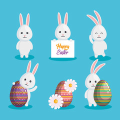 rabbit and egg happy easter vector illustration design