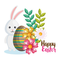 rabbit and egg happy easter vector illustration design