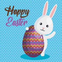 rabbit and egg happy easter vector illustration design