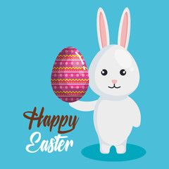 rabbit and egg happy easter vector illustration design